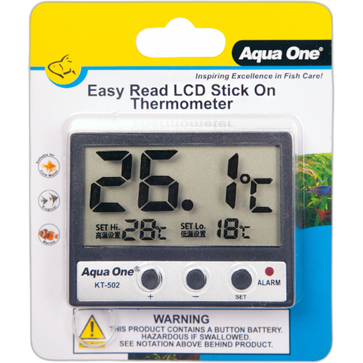 Aqua One Easy Read LCD Stick on Thermometer