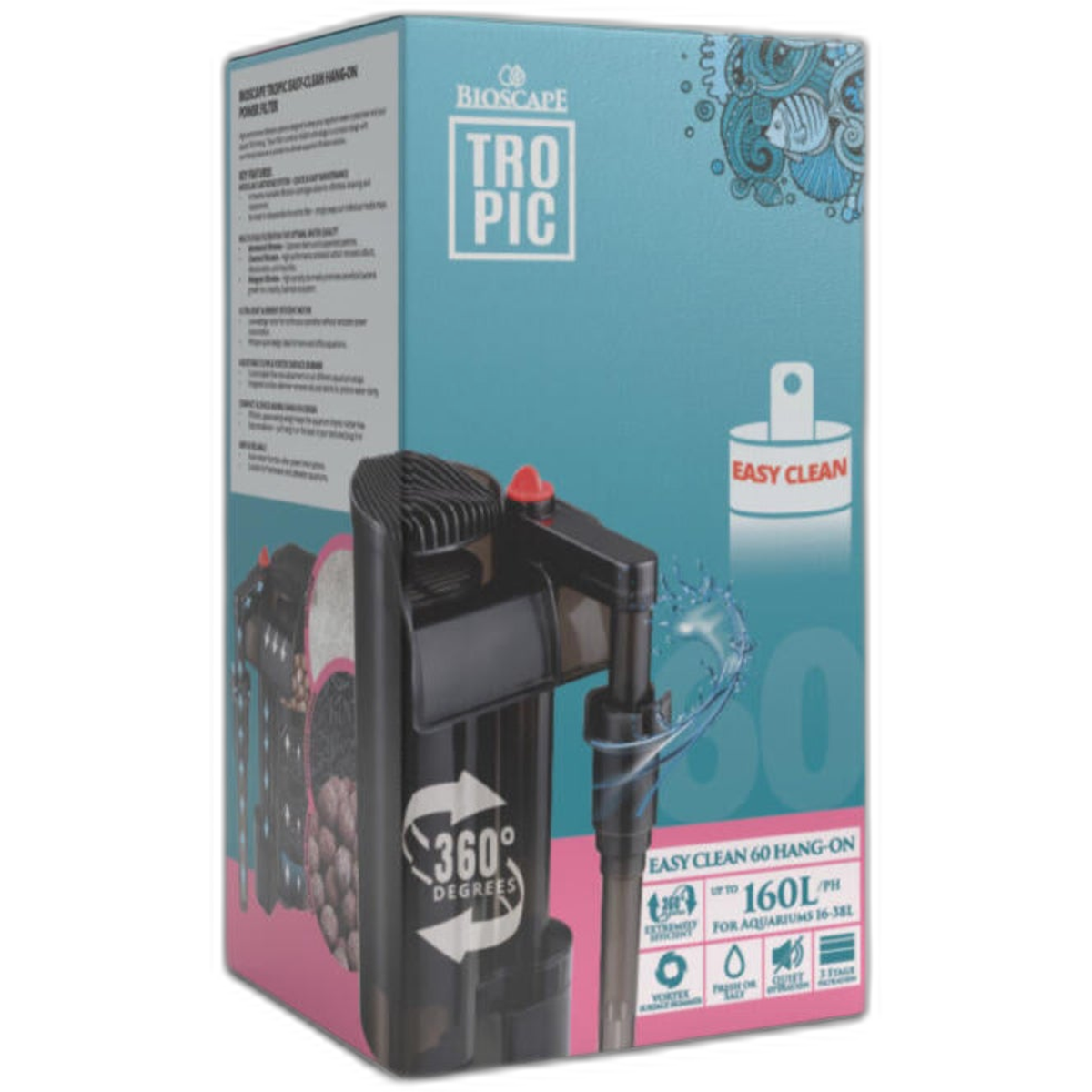 Bioscape Tropic 'Easy Clean' 60 Hang on Filter 160L/H