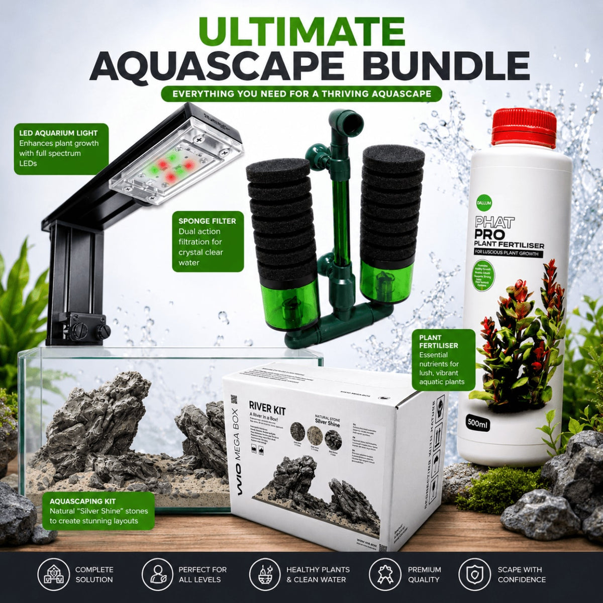 Ultimate Iwagumi Starter Kit – Complete Light, Hardscape & Filtration Bundle